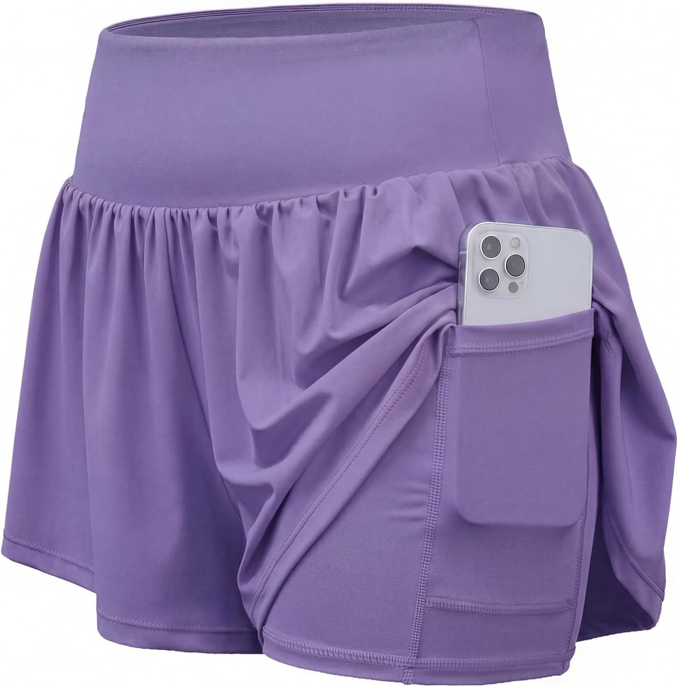 Stelle Women 2 in 1 Running Shorts Flowy Athletic Short High Waisted Workout Tennis Gym Short with Liner Pockets