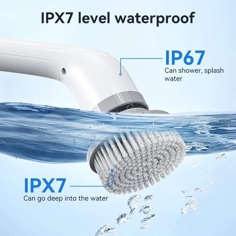 Miniatura 4 de Limpiador eléctrico giratorio inalámbrico, cepillo de limpieza de baño, brazo de extensión ajustable sin herramientas para suelo de baldosas de