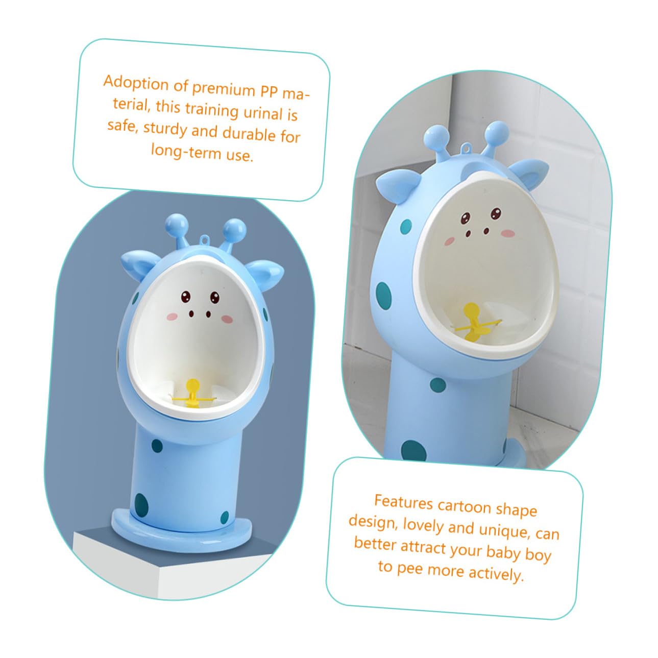 BESPORTBLE Height Boys Training Urinal Potty with Cartoon Design Portable and PP Material Toilet for Potty Training and Easy Cleaning