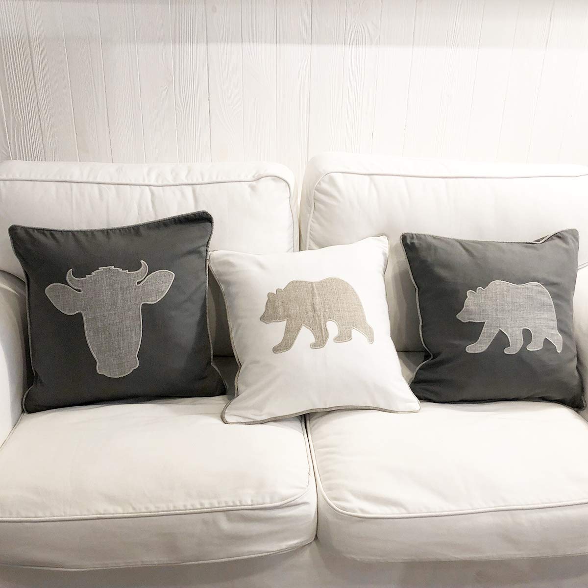 Housse De Coussin Matelassée 40x40 Cm - Ourson Marin Bleu Coton Doux