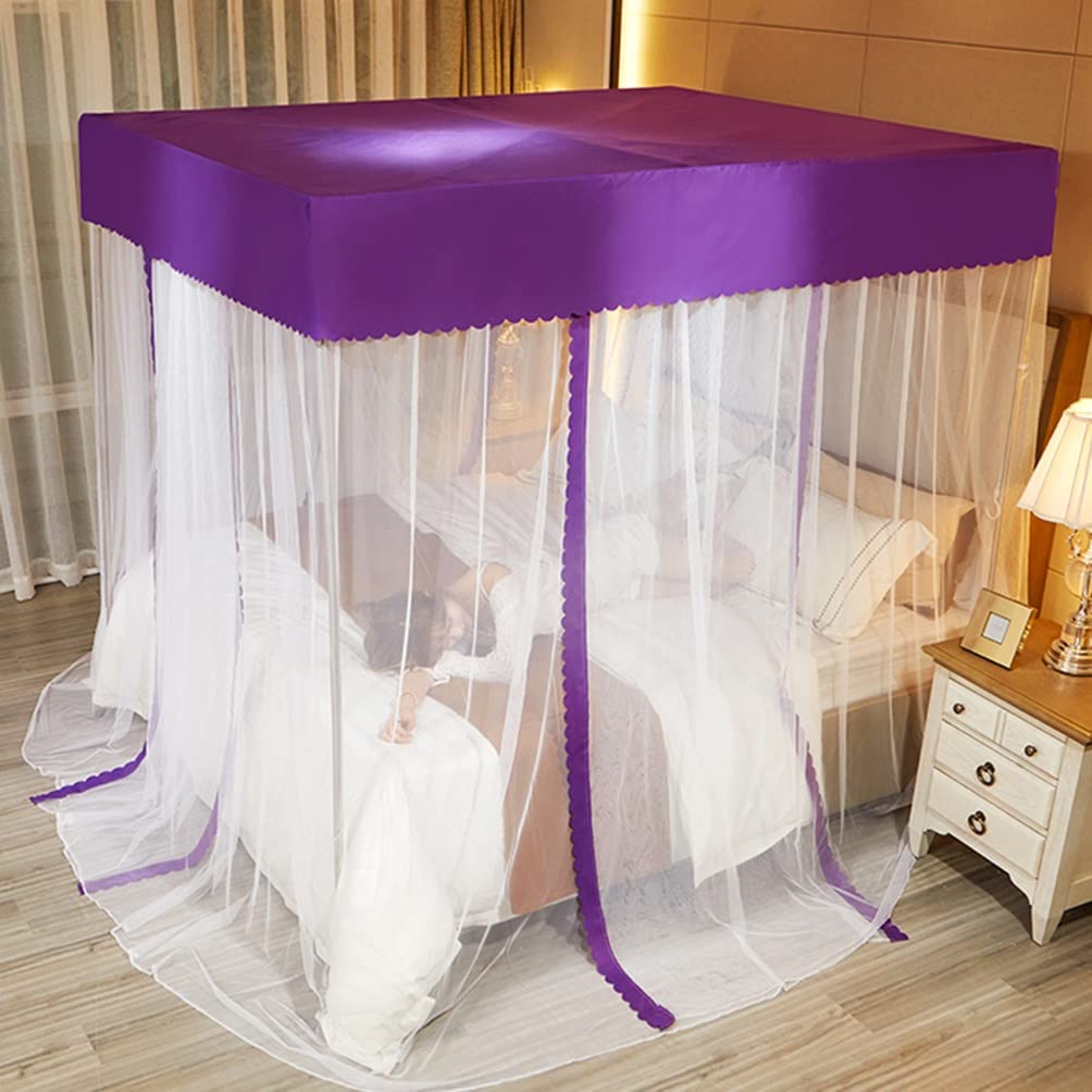Moustiquaire lit d'été baldaquin violet pour des nuits sereines