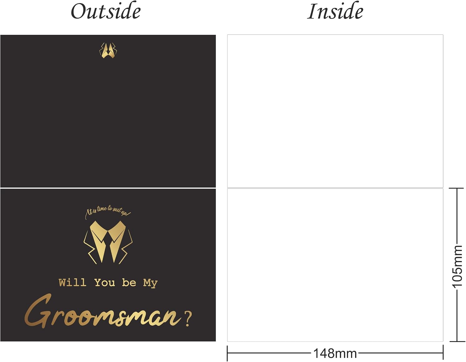 LADY&HOME Groomsman Proposal Cards| 6 Will You Be My Groomsman and 2 Best Man Cards with Envelopes| Set of 8 Groomsmen Cards for Wedding Supplies (Black-Squiggle)