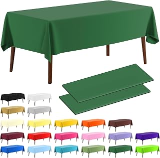 CXPSINC Plastic Tablecloth 54" x 108"Disposable Tablecloth Rectangle Plastic Table Cover for 6 to 8 Foot Tables Indoor or Outdoor Parties Birthdays Christmas (Green, 2 Pack)