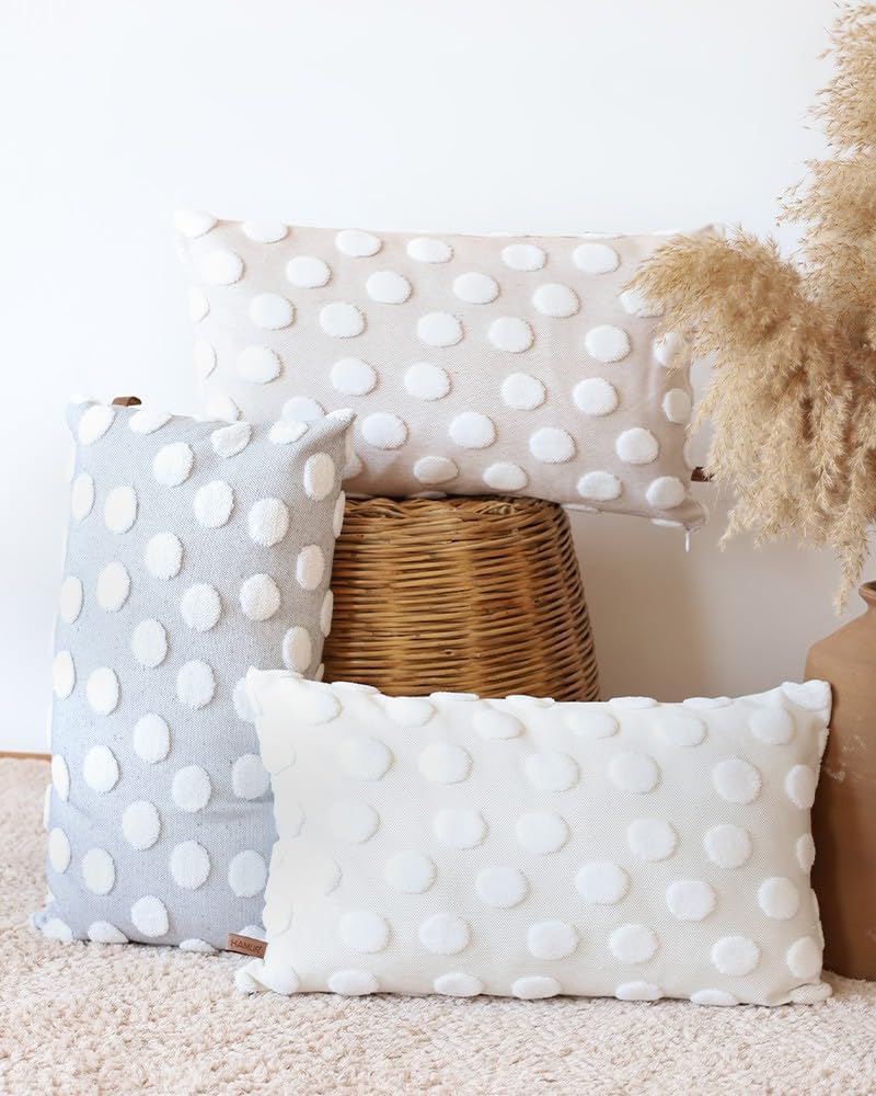 HAMUR HOME Conjunto De 2 Fundas De Cojín 30 X 50 Cm - Funda De Cojín Boho Decorativa - Funda Decorativa De Almohada para Sofá - Fundas De Almohadón Decorativas para Salón (Point Ecru)