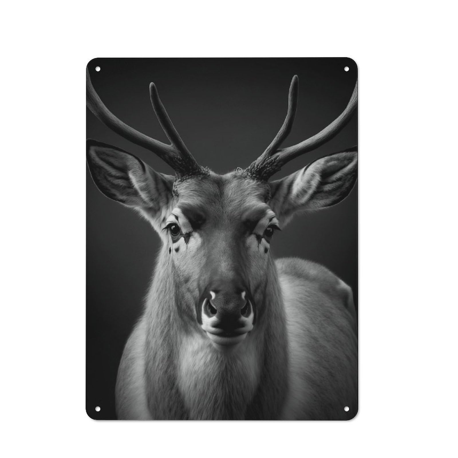 Junmoney Style-14 Tin Wall Plaque 40X30cm With Portrait Of A Caribou For Hallway Wall, Suited To Hallway Decor Lovers, For Retro Home Interiors