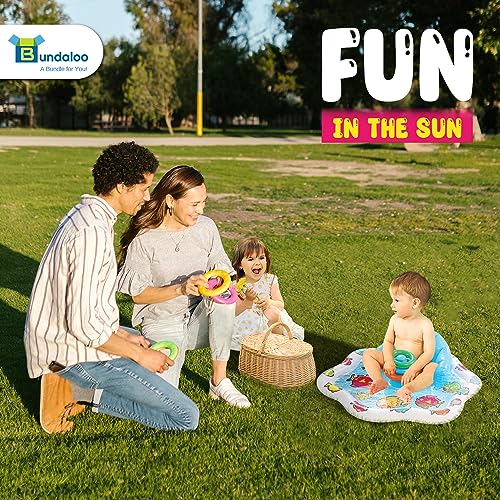 Bundaloo BUN-255 Infant Pool Splash Mat Inflatable With Backrest & Stackable Ring Toys | Summer Fun Activity For Baby Toddlers thumb #5