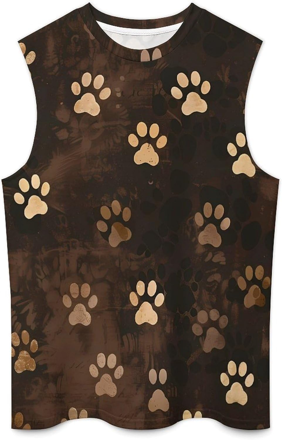 Dog Paw Prints Men Summer Sleeveless Crew Neck Top 5XL
