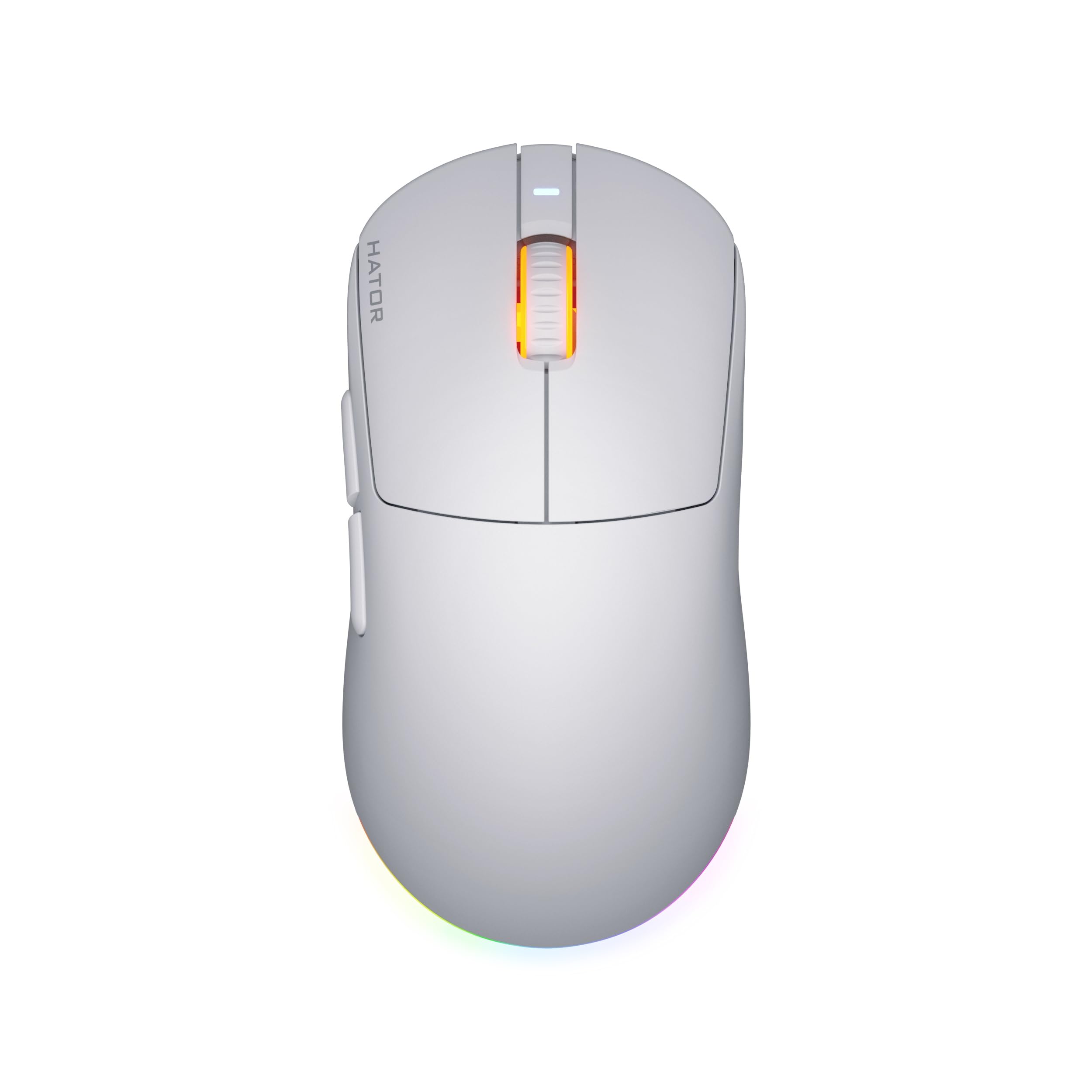 HATOR Quasar 3 Wireless Ratón Gaming inalámbrico, 64g Ultraligero, PixArt PMW3311, 12000 dpi, Optical Switches 100M, RGB, 1000Hz, 2.4GHz/Bluetooth 5.4/USB-C, PTFE Feet, 600mAh, 100h, PC/Mac (Blanco)