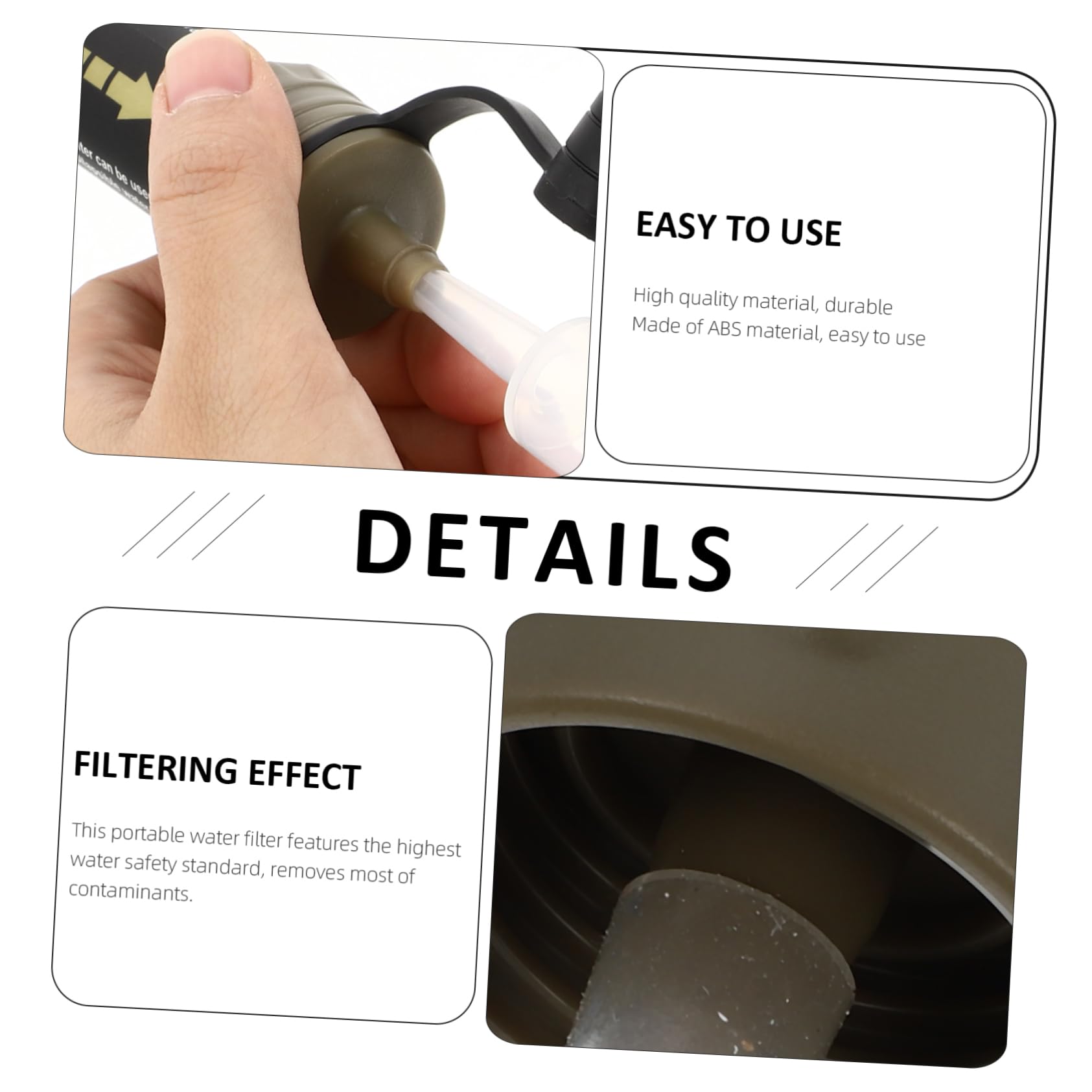 YARNOW 2pièces Purificateur Eau Portable Filtre à Eau Pour Camping Randonnée Et Situations Urgence Élimine Impuretés Pour Activités Extérieur Mini Filtre Pratique