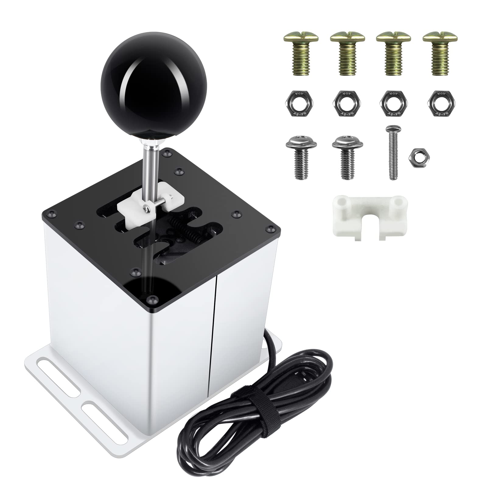 Palumma USB Simulator Shifter, PC USB Simulation Game 6/7+ R H Gear Shifter, Logitech G29 G27 G25 G920 Thrustmaster T300RS/GT Steering Wheel (Optional) (7 + R White)