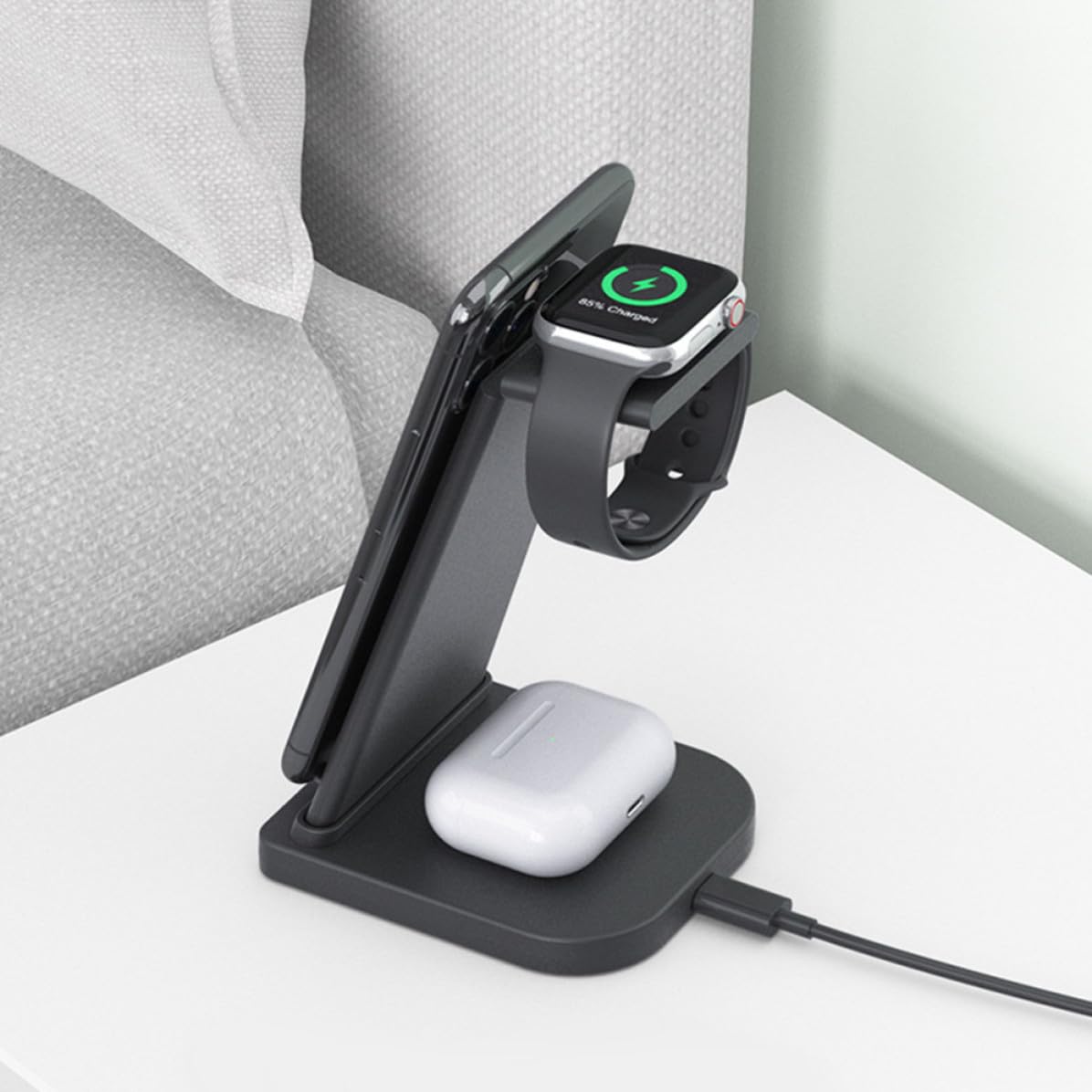 Cargador Inalámbrico Plegable para Reloj y Auriculares