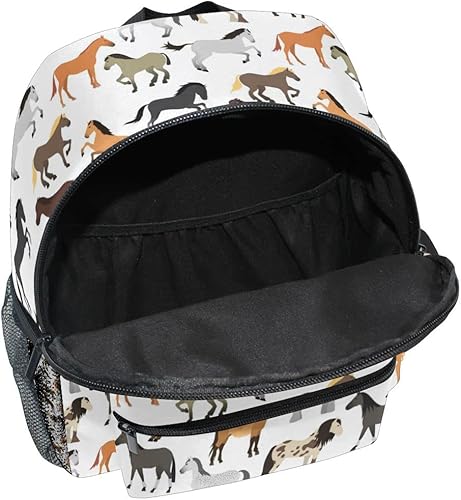 Miniatura 4 de Mochila personalizada con nombre para niños, linda mochila de caballo para viajes de guardería, bolsas de libros preescolares con nombre