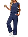 ANRABESS Two Piece Sets for Women 2026 Summer Travel Vacation Outfits Sleeveless Lounge Set Matching Wide Leg Pants Sweatsuit