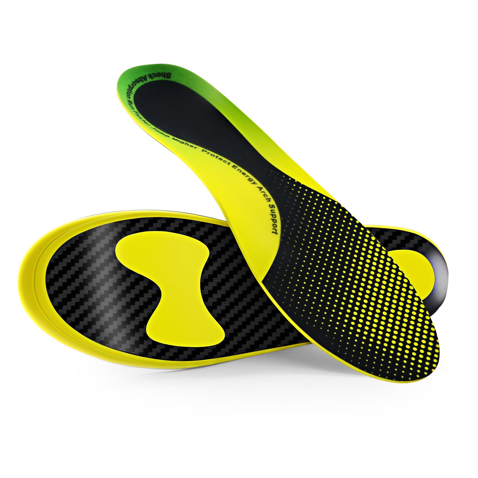 Carbon Fiber Insoles for Basketball & Volleyball, High-Energy Return for Court Shoes, Jump Higher, Run Faster, Plantar Fasciitis Support & Relief (