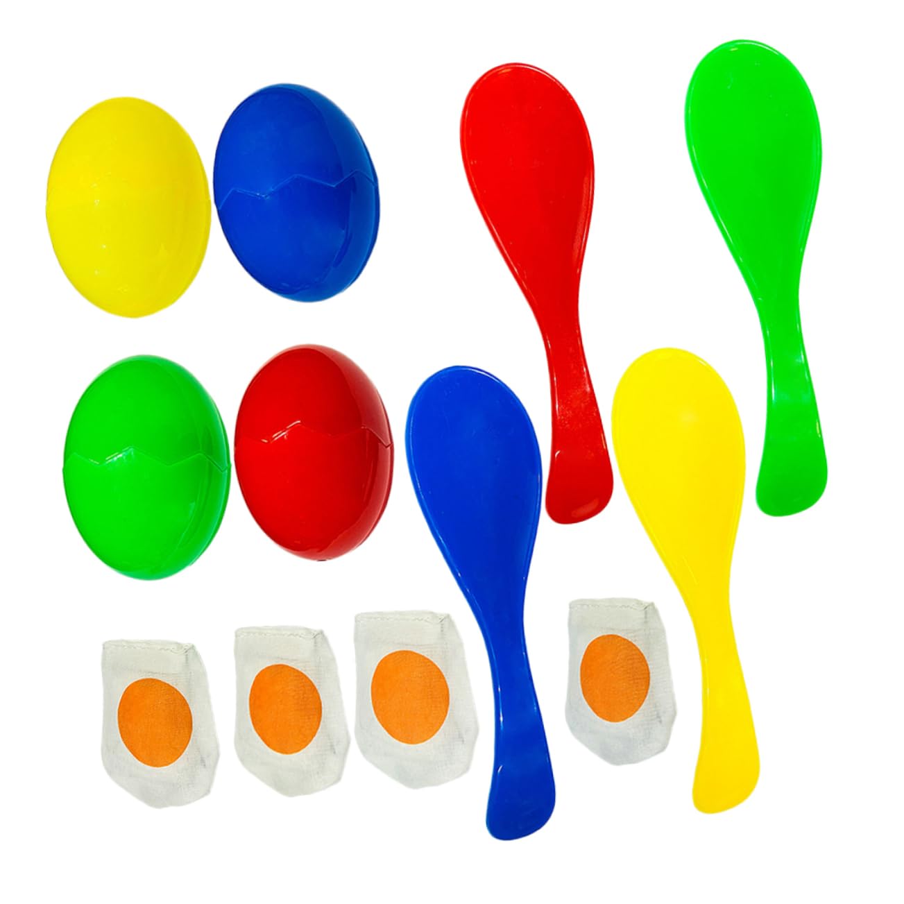 VANZACK 4Sets Colorful Egg Spoon Race Game Set of Interactive Outdoor Party Games for Engaging Balance Training Enhances Coordination and Agility
