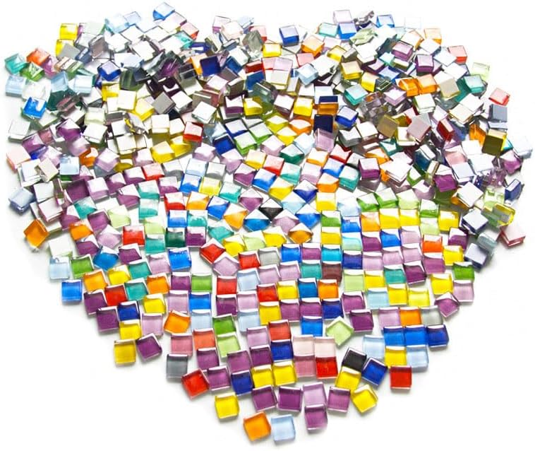 Miniatura 2 de Mosaico cuadrado de 330 piezas10.58 oz de color mixto de la serie de cristal, azulejos de mosaico de vidrio brillante, perfecto para manualidades de
