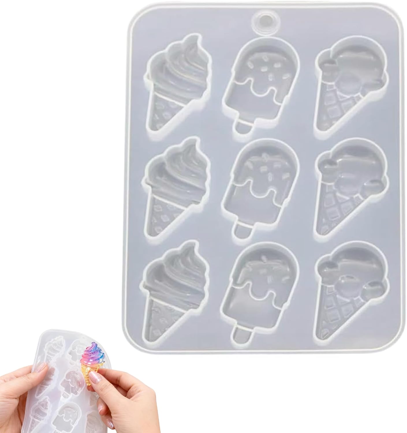 White Silicone Resin Ice Cream Casting Tool, Popsicle Shaped Casting Tool for DIY Crafters