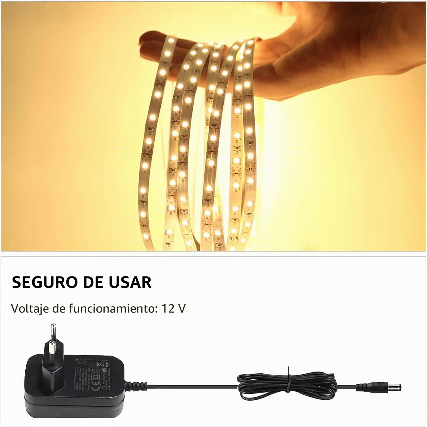 Lepro Tira LED Regulable, Luces LED Habitación 5M 1200lm, Blanco Cálido 3000K, 300 LEDs, Tira Luz LED para Gabinete, Armario y Más, Incluido Fuente de Alimentación de 12V y Regulador de Intensidad