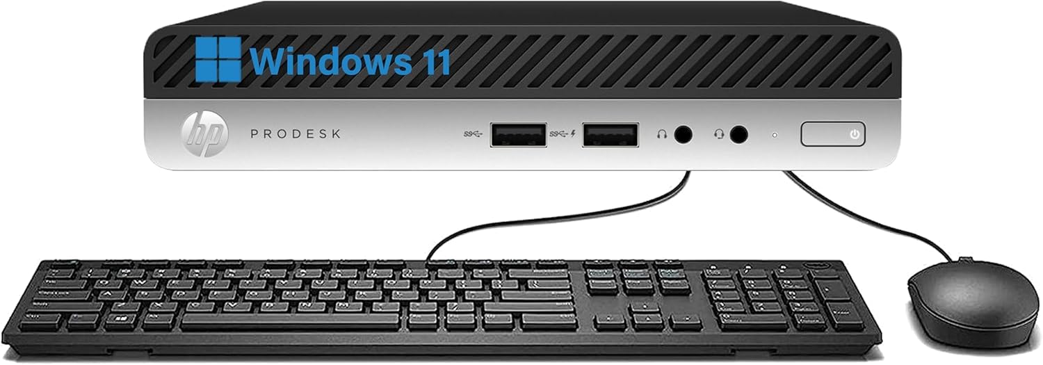 HP ProDesk 400 G3 Mini Ordinateur de Bureau, Intel Core i5-7500T, 8 Go de RAM, 256 Go de SSD, WiFi, Bluetooth, Clavier américain (QWERTY), Windows 11 Pro (reconditionné)