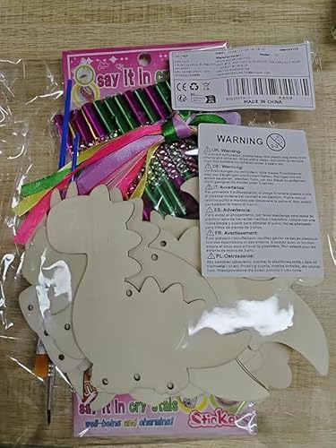 ATBUSS 10 Pièces De Carillons Éoliens De Dinosaures Faits À La Main Et 1 Jeu De Pigments, Art du Bois De Bricolage pour Enfants, Décoration Peinte À La Main, Matériaux d'art Créatifs.