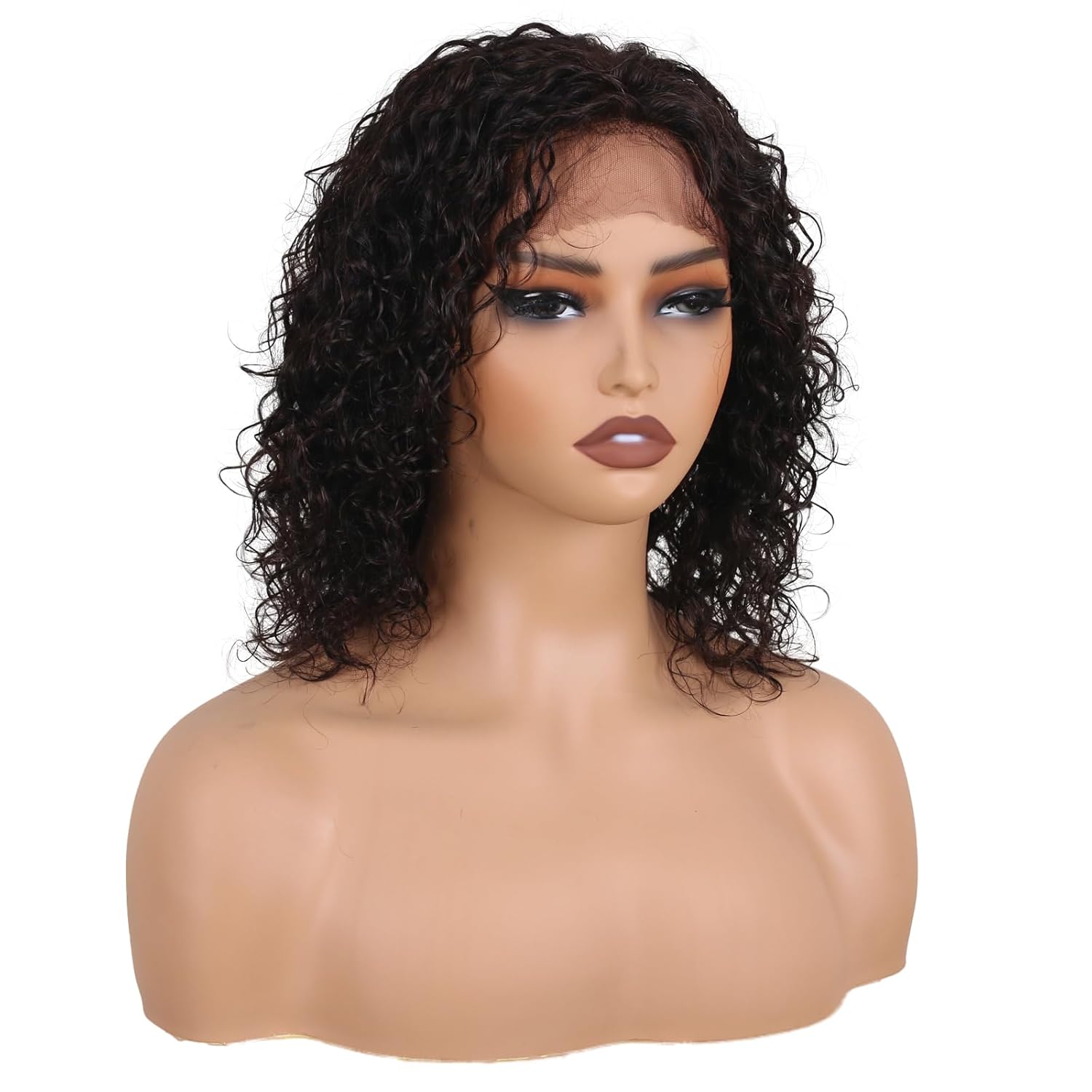 14 Inch Deep Curly Wigs Human Hair 13x2 Lace Front Wig with Pre Plucked 180 Density with Baby Hair, Jerry Curly Beginner-Friendly Glueless Wig for Black Women Natural Color