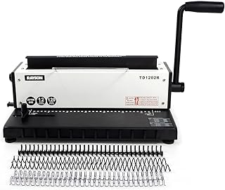 Rayson TD1202R Binding Machine, 3:1 Pitch Wire Binding Machine, Round Holes, Punch 12 Sheets/Bind 120 Sheets with Sturdy Metal Construction
