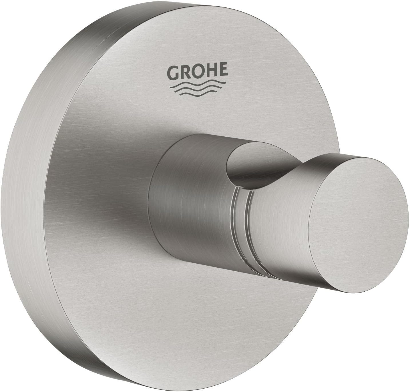 GROHE Start QuickFix Robe Hook (Metal, Concealed Fastening, Including Screws and Dowels, Extra Easy to Fit QuickGlue), Size 45 mm, Stainless Steel Look, 41173DC0