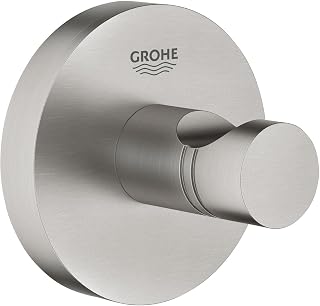 GROHE Start - Bademantelhaken (Material: Metall, verdeckte Befestigung, zum Kleben oder Bohren), supersteel, 41173DC0