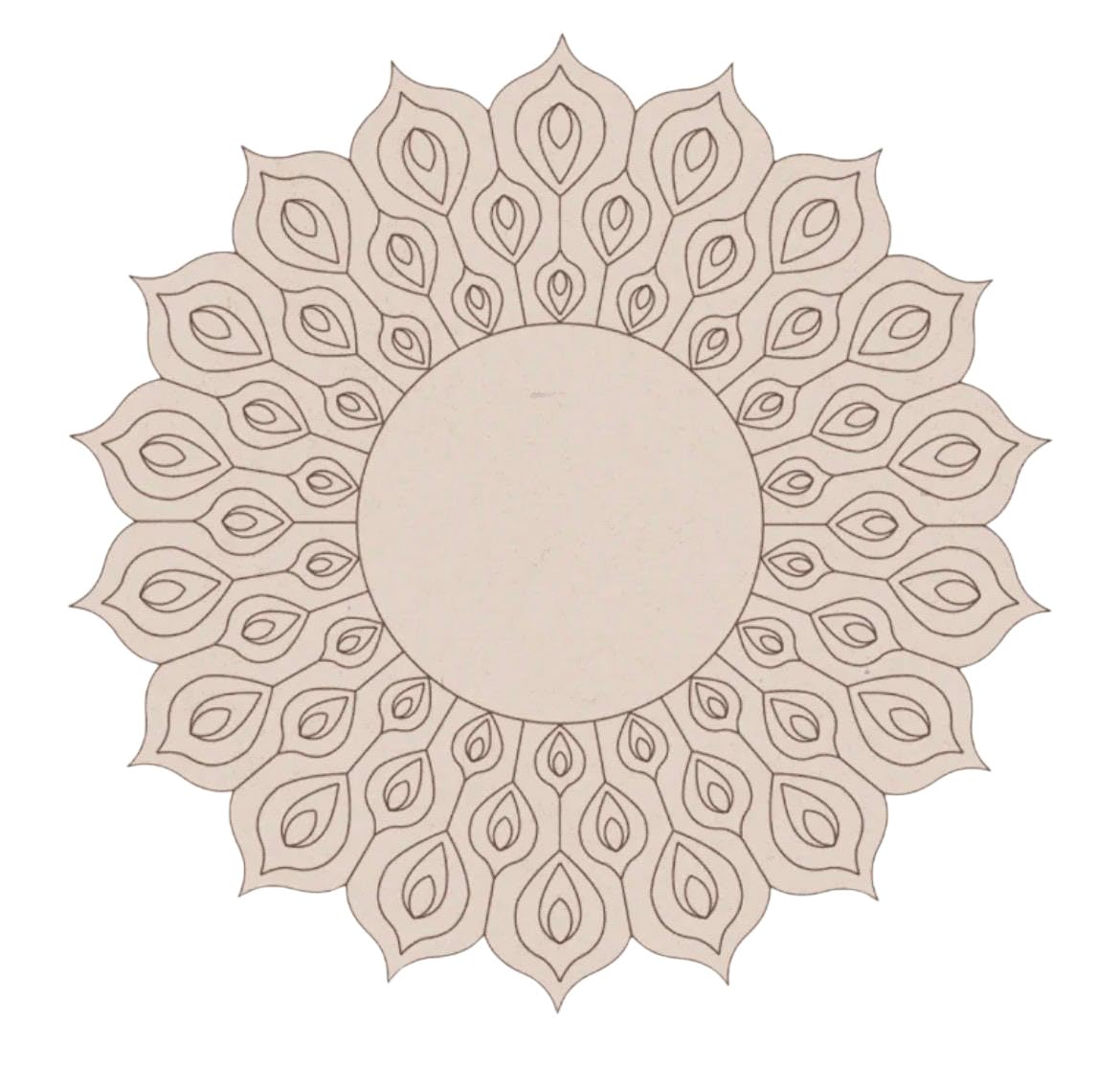 Engraved Circular Peacock Feather MDF Marking Base for DIY Art & Craft | Pre-Designed Wooden Cutout for Painting, Resin Art, Mandala Artwork & Creative Craft Projects Round Shape Brown-image-39