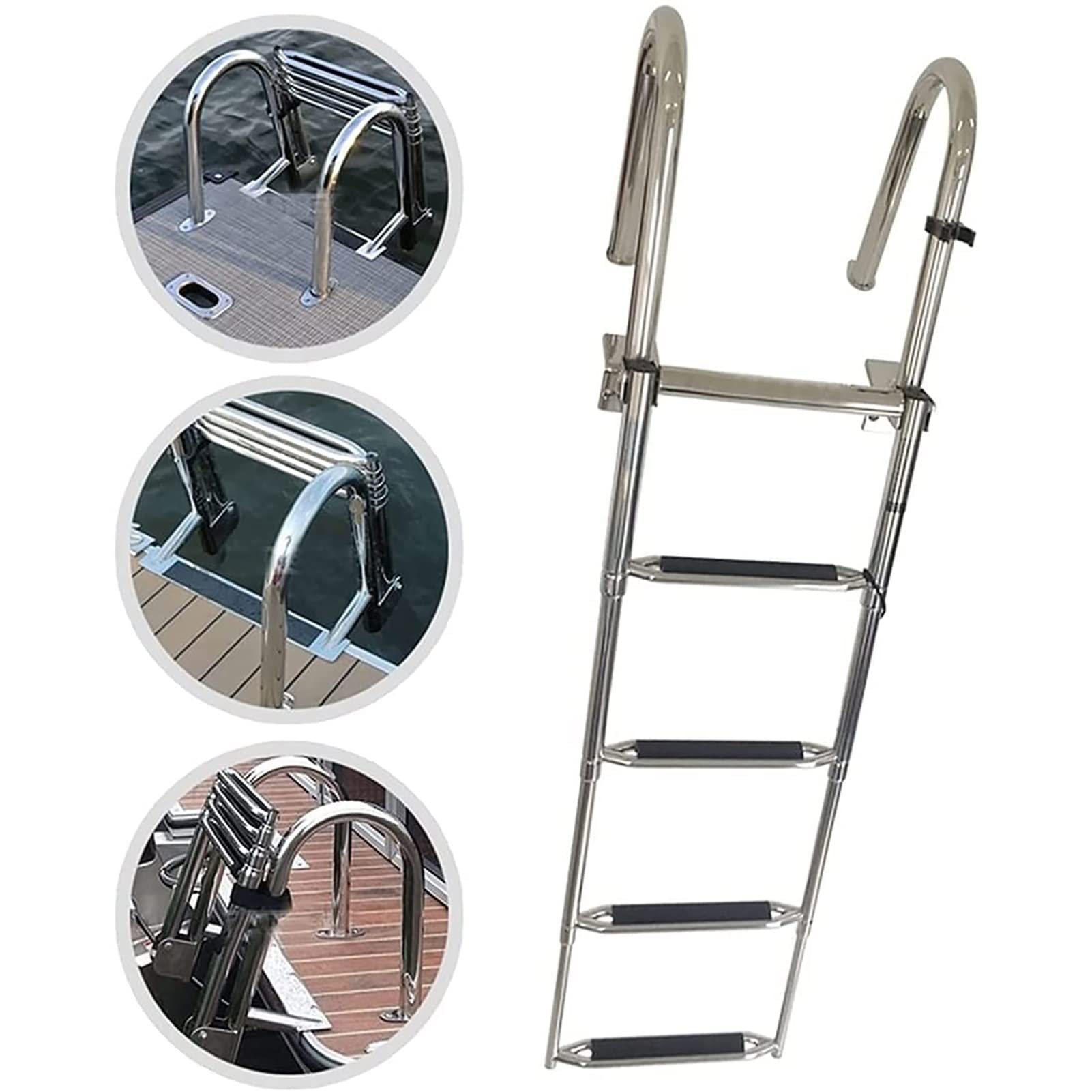 Scaletta Bagno Telescopica Barche A 4 Gradini Scaletta Bagno Barche Scaletta Bagno Pieghevole in Acciaio Inox con Pedali Antiscivolo Scaletta Barche Scaletta Telescopica Yachts Marina
