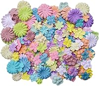 100 Pack Handmade Mulberry Paper Flowers 1.5 Inch Pastel Tones - Scrapbooking Wedding DIY Crafts Embellishments