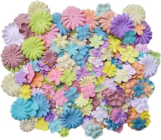 100 Pack Handmade Mulberry Paper Flowers 1.5 Inch Pastel Tones - Scrapbooking Wedding DIY Crafts Embellishments