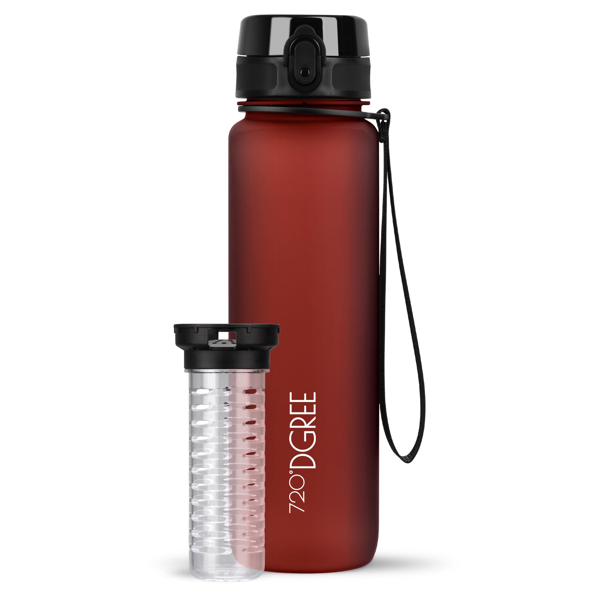 720°DGREE Botella Agua 1 Litro “uberBottle“ - Tamiz-Fruta, softTouch - Sin BPA, Prueba de Fugas, Reutilizable - Cantimplora, Water Bottle ideal para Deporte, Fitness, Gimnasio, Senderismo, Ciclismo — view 180
