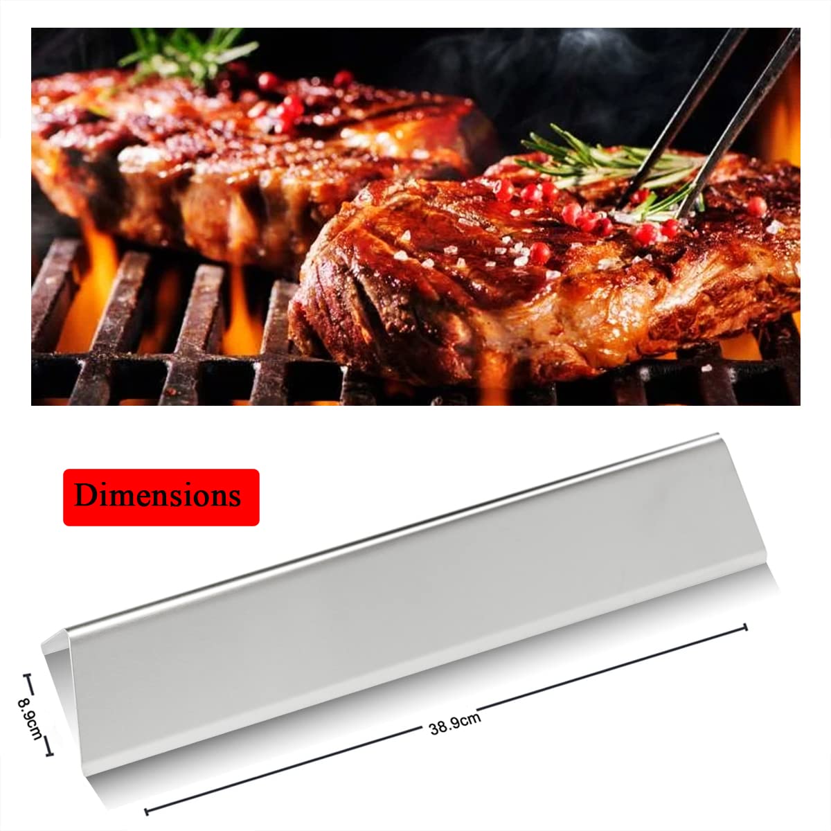38,9 cm 7635 Barre aromatizzanti per Weber Spirit Serie 200, Spirit E210, S210, E220, S220 con pulsanti di controllo anteriori, Piastre riscaldanti in acciaio inox Scudo per Weber Spirit I, II 200