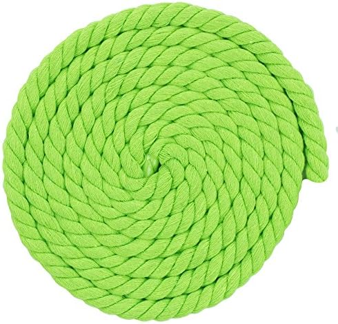 Super Soft 3 Strand Twisted Cotton Rope (50 Feet, 1/2 Inch, Lime Green) - 1