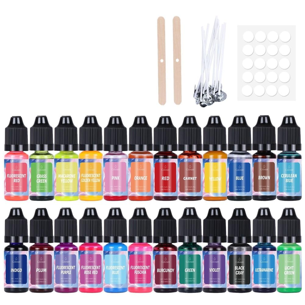 CTRLZS DIY Candle Making Kit 24 Colors:Aromatherapy Candles, Dye, Molds, Soap Coloring Set Included