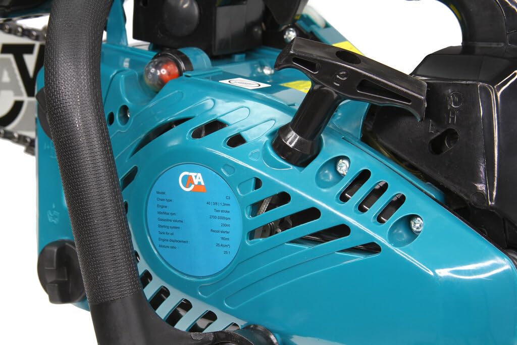 Motosierra Cata de explosión gasolina | 900 W | 25,4 cc | Corte útil 20 cm | Cadena 3/8" Lubricación automática | Ligera 3,6 kg | Sistema Anti-Vibración