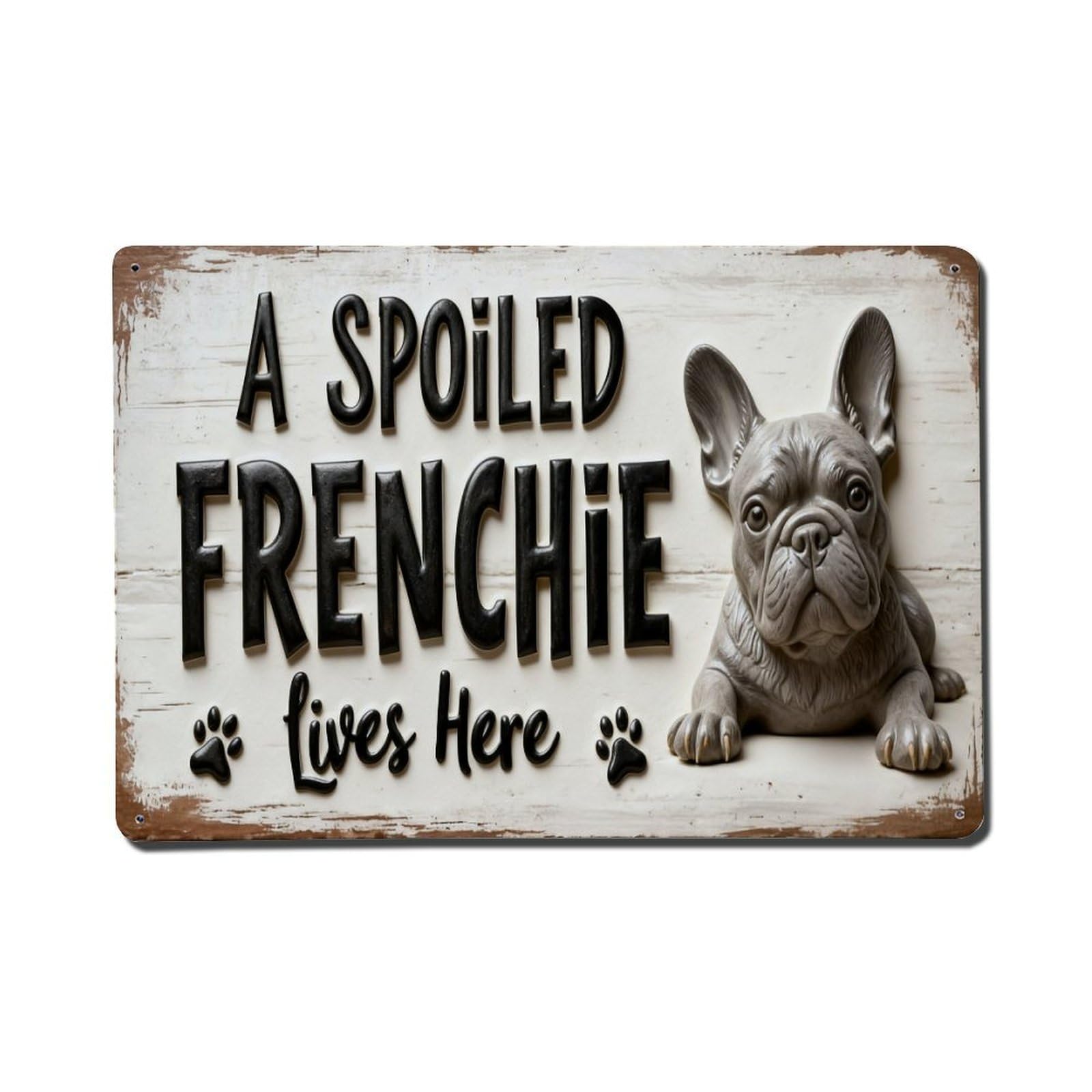 Iageret Vintage A Spoiled Frenchie Lives Here Metal Tin Sign Retro Wall Decor, Bar Garage Cafe Kitchen Home Wall Art Poster Decoration 8X12inches