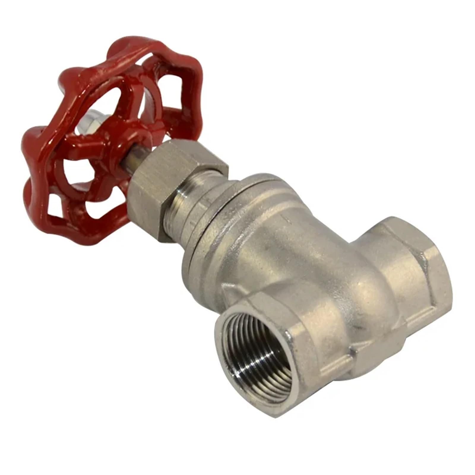 Válvula de compuerta acero inoxidable 304 con rosca interna 1/2", 3/4", 1", 1-1/4", 1-1/2" y medidor paso recto Para Agua(1-1/2")