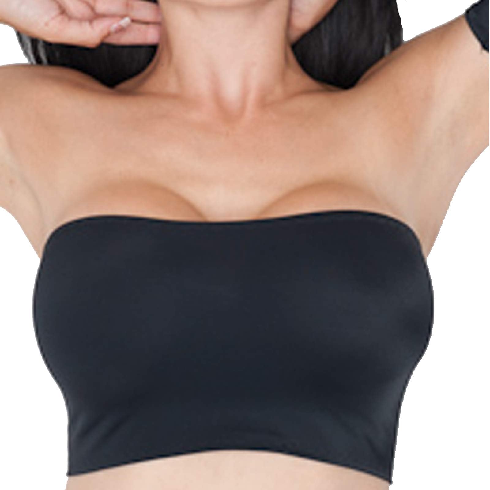 Fantaystore BM Plain Black Stretchy Spandex Elastane Boobtube Top Mini Bra No Support [Please Check Images for Our Sizing Chart]