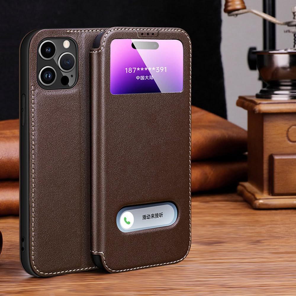 Funda de piel transparente para iPhone 15, 14, 13, 12, 11 Pro Max, XR, XS, X, 7, 8 Plus, SE 2020, 2022, con tapa magnética, color chocolate, para iPhone 11