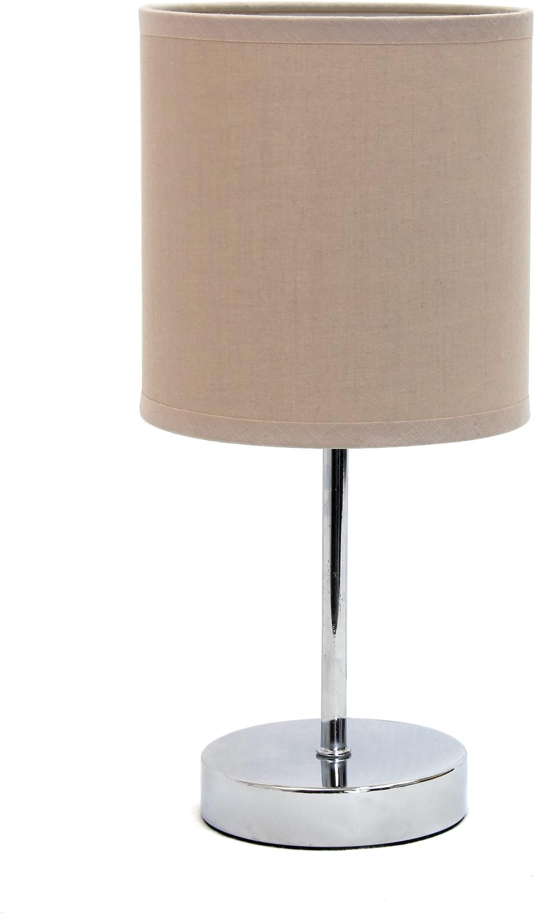 Simple Designs LT2007-GRY Chrome Mini Basic Stick Table Lamp with Fabric Shade, Gray