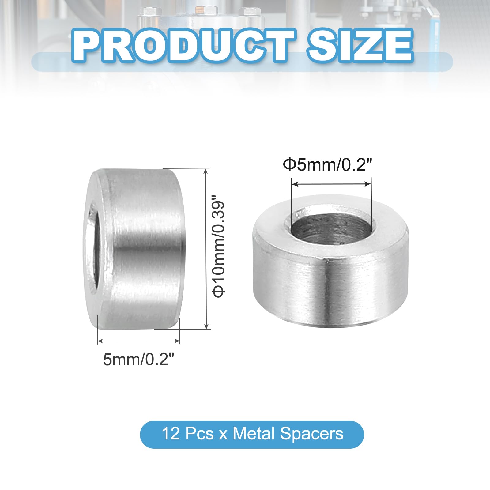 PATIKIL 12 Pcs Stainless Steel Spacers - Image 2