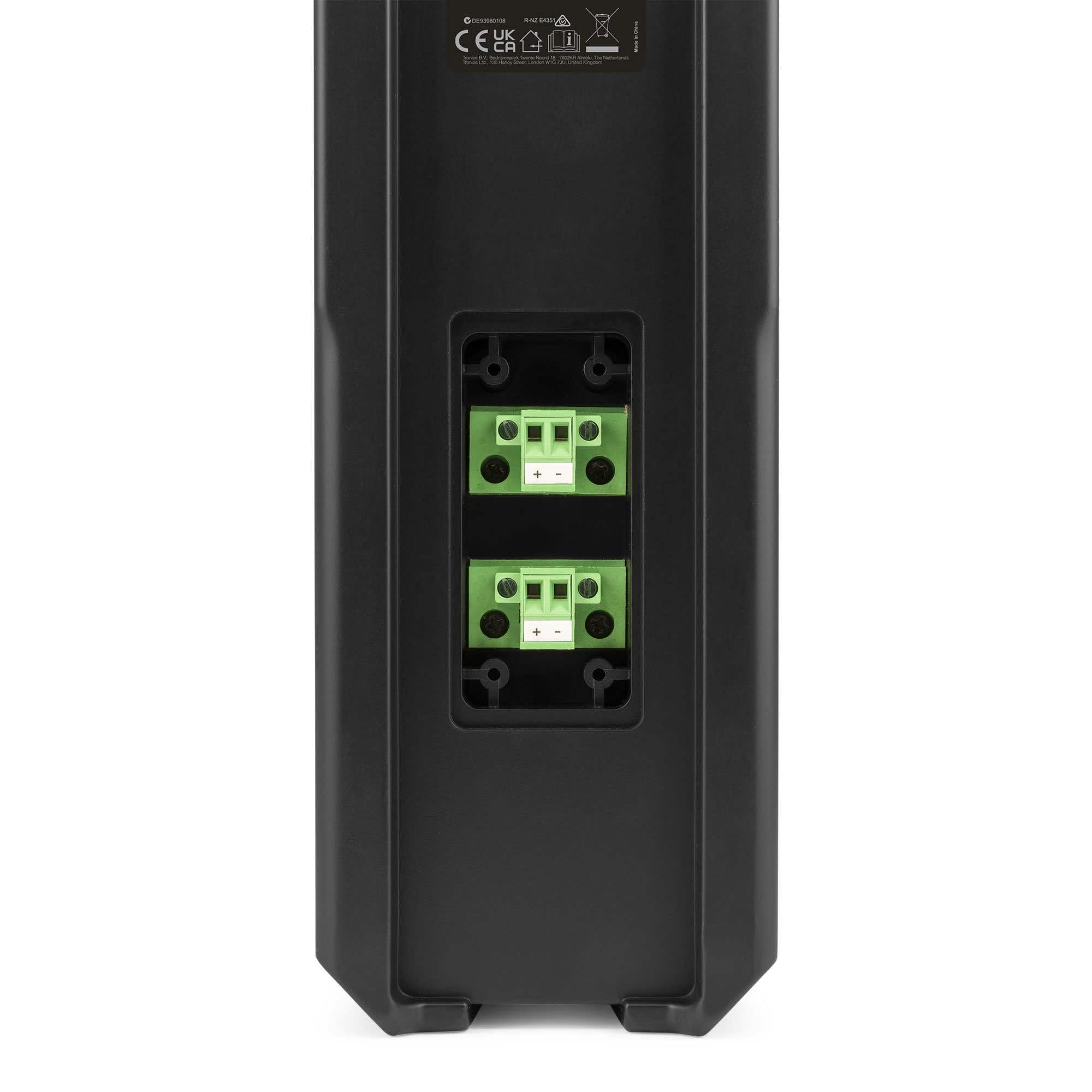 Power Dynamics PDCS403 - Altavoz Columna pasivo 260W IP44 para instalaciones Interiores y Exteriores, 4 woofers de 3” + 1 Tweeter de 1”, Carcasa ABS, Montaje Mural y Top-Hat para Soporte, Color Negro
