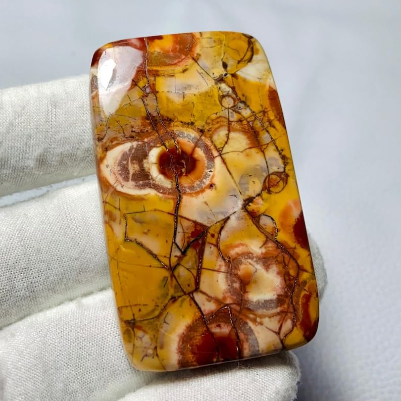 Pierre oeil d'oiseau naturelle 59x36mm pour création de bague et bricolage de bijoux DIY