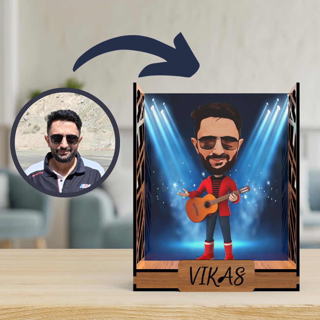 Sponsored Ad - Avatar Studio Personalized Character Caricature Photo Frame Unique Design with Backdrop Customized Gift for Friends & Family (Live in Concert (Male) 1)