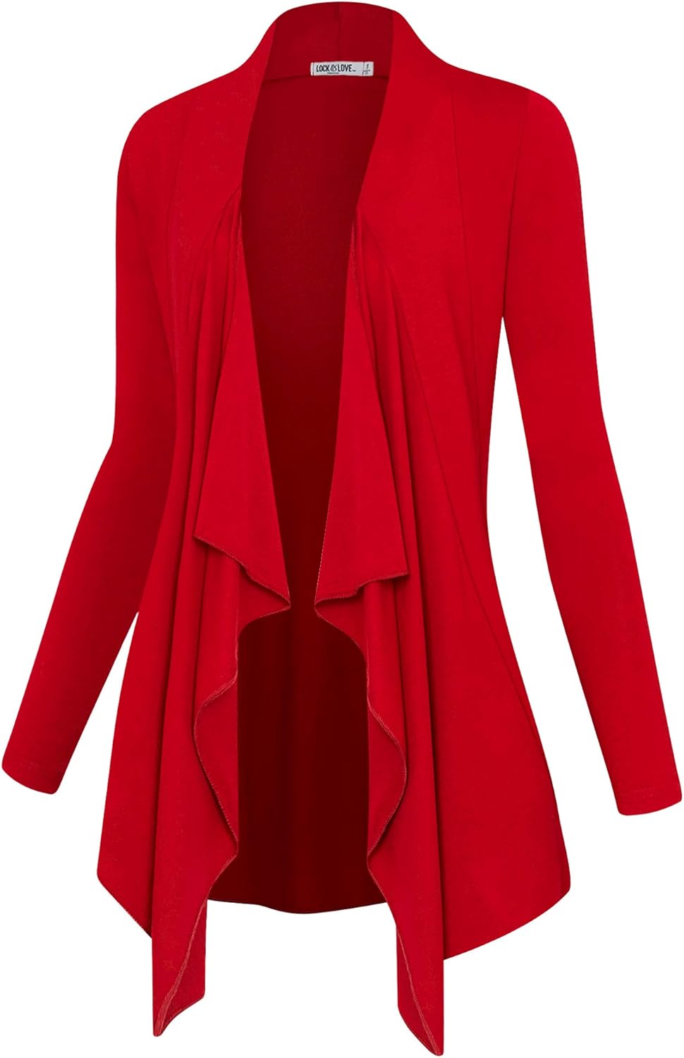 Lock and Love Women's Drape Front Open Cardigan Long Sleeve Irregular Hem S-5XL Plus Size