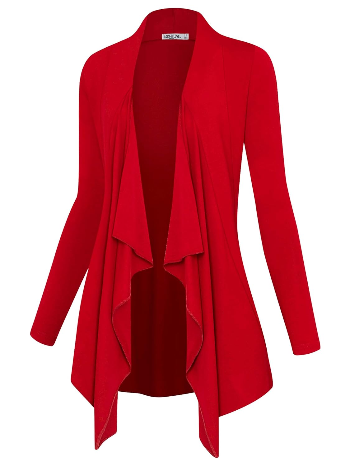 Lock and Love Womens Drape Front Open Cardigan Long Sleeve Irregular Hem S-5XL Plus Size