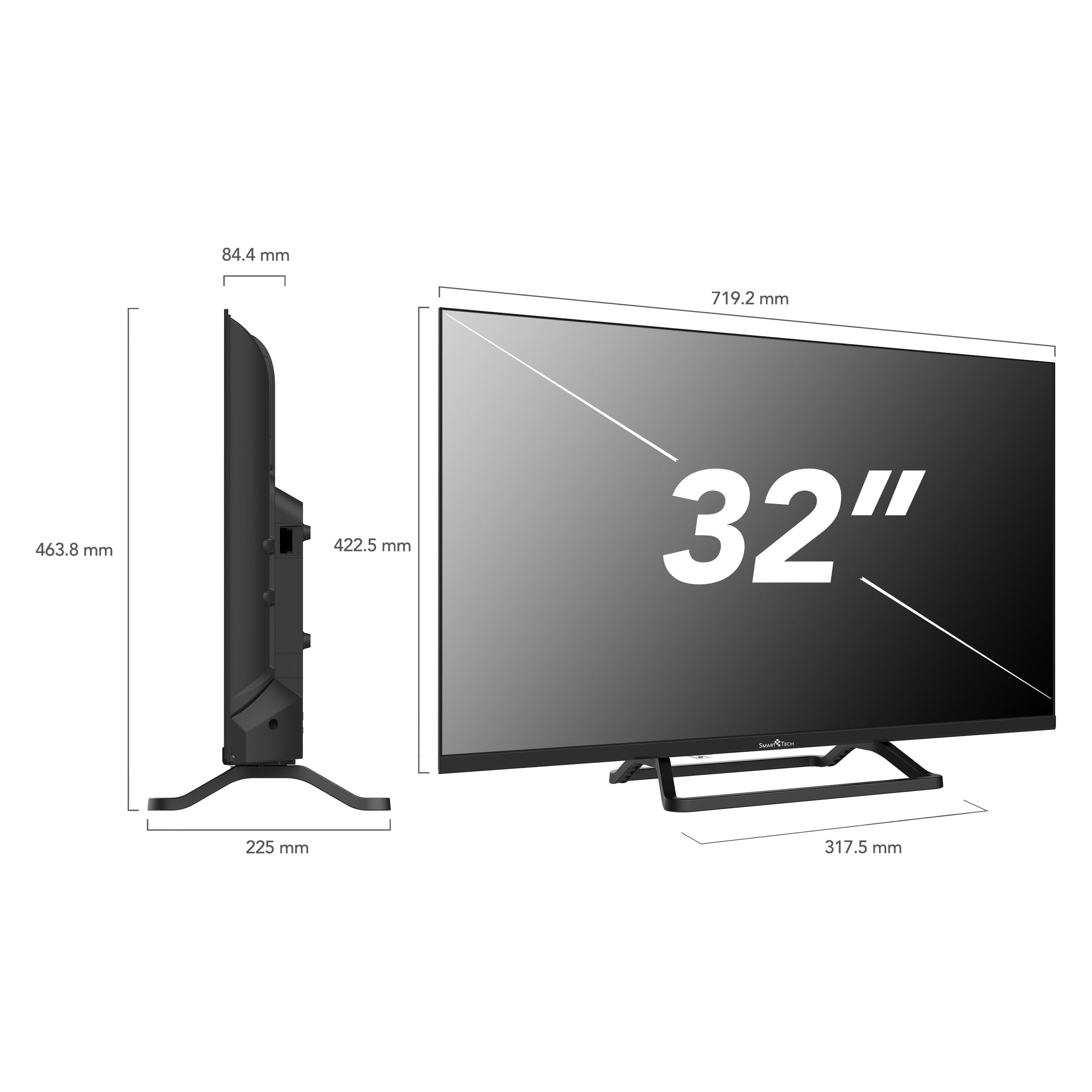 Televisor LED HD Smart Tech 32HN01V3 de 32 Pulgadas (80 cm), no Inteligente, con Triple sintonizador, Dolby Audio H.265, 3 Puertos HDMI y 2 Puertos USB.