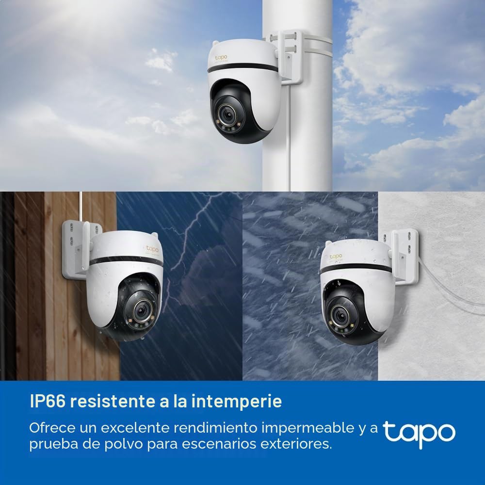 Tapo C530WS - Cámara Seguridad Exterior 360° 3K 5MP, Visión Nocturna Color, Resistencia IP66, Alarma Sonora/Luz, Detección AI, Almacenamiento Nube/SD 512GB, Audio Bidireccional (Paquete de 2)